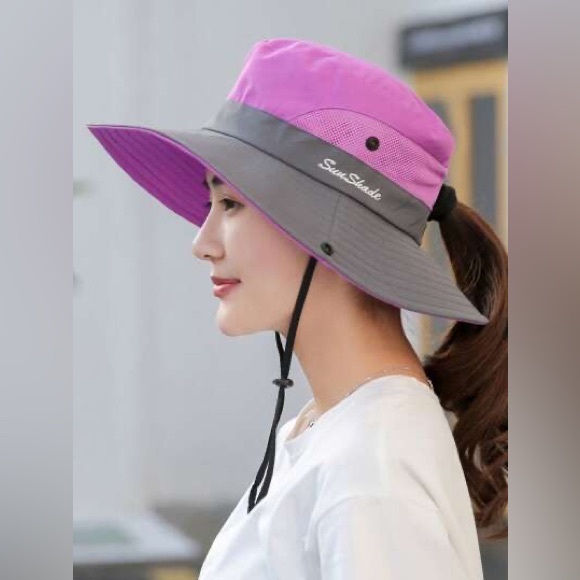 Sun Shade Accessories Womens Two Tone Purple Gray Casual Bucket Hat
